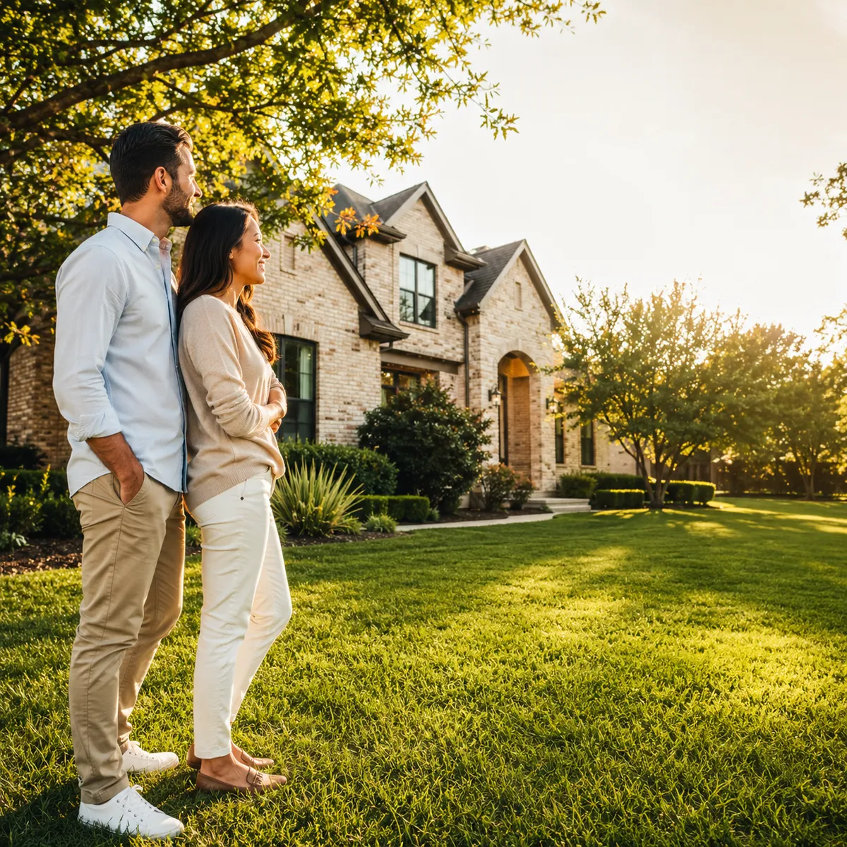 A couple outside their first Burleson home