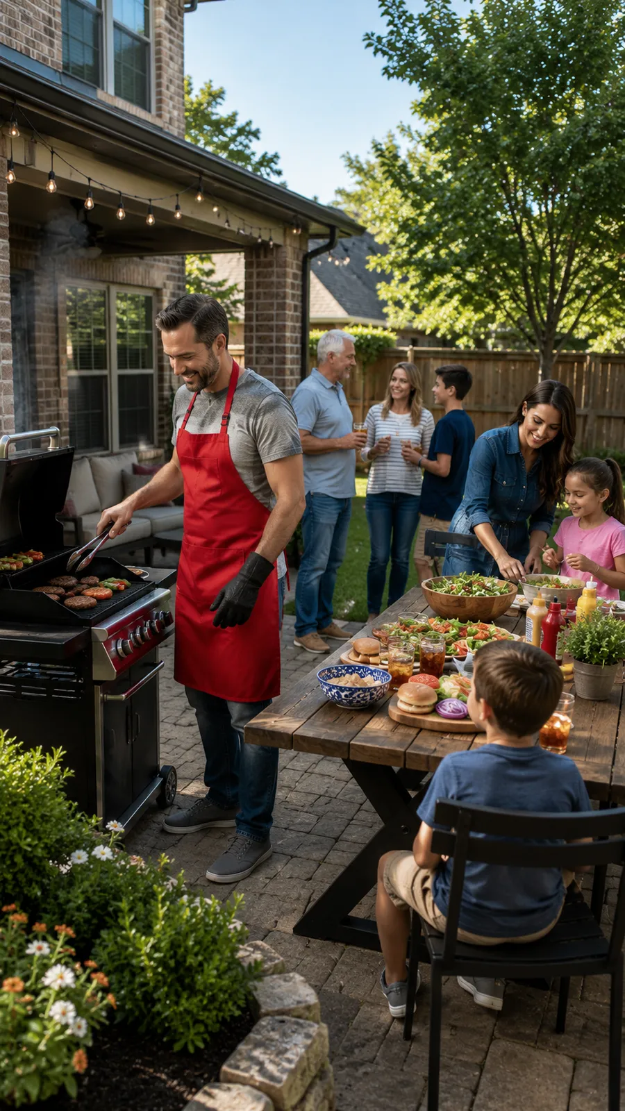 A family backyard barbecue in Burleson